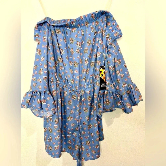 Blush Pants - 🆕 Hint of Blush Blue Floral Romper